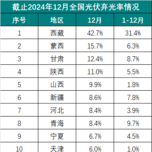 西藏弃光34.4%、青海弃光9.7%、甘肃弃光8.7%丨2024年全年各地弃光率出炉！ ...